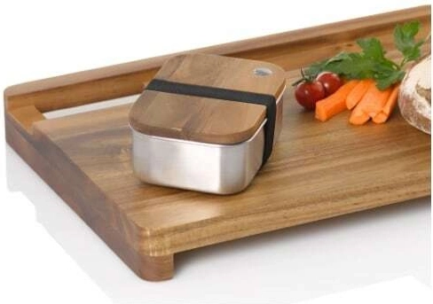 Integreret boks i rustfrit stål med trælåg