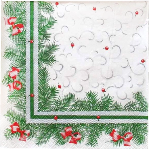 Servietter i flere lag med julemotiv af nåletræer 33 × 33 cm