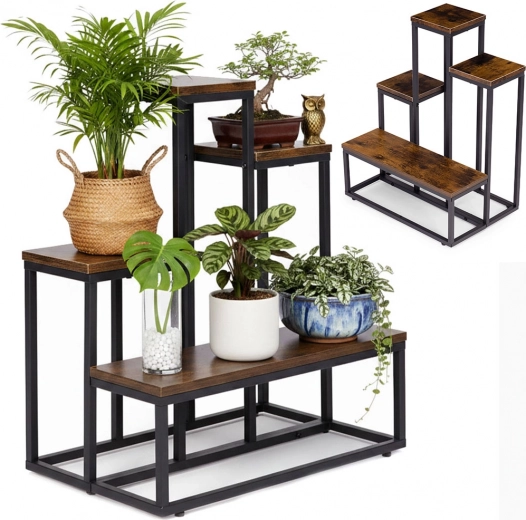 Planteholder i loft-stil med 4 hylder modernhome