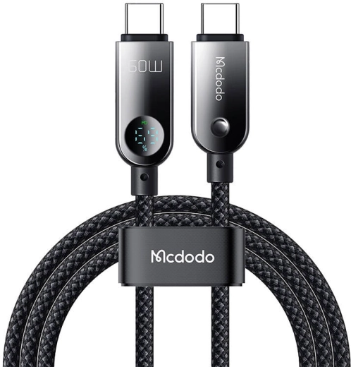 MCDODO USB‑C til USB‑C kabel med LED‑display 60 W, 1,2 m, sort