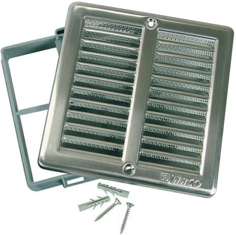 Ventilationsrist med net 150 × 150 mm rustfrit stål