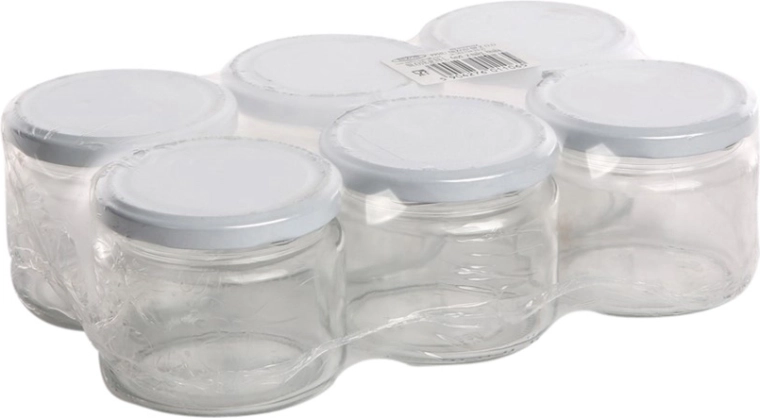 Sæt med 6 sylteglas 330 ml med hvidt skruelåg