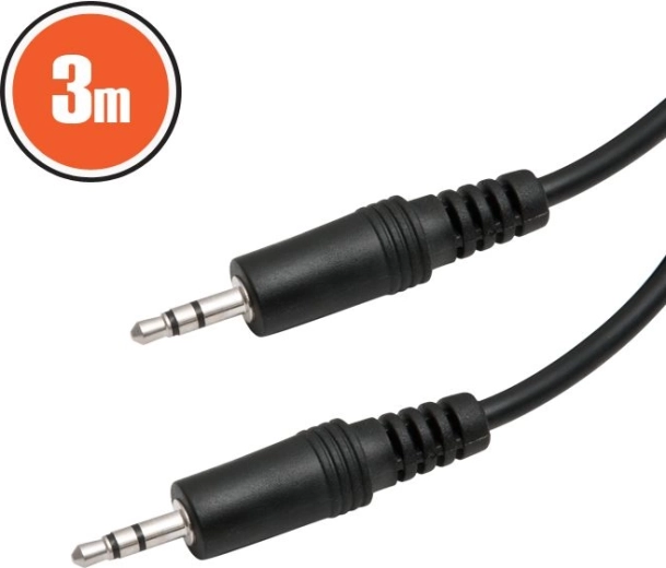 Audiokabel jack 3,5 mm – jack 3,5 mm, 3 m, sort