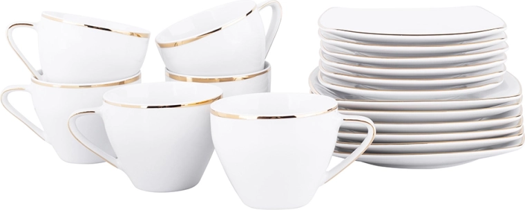 Kaffeserviet MariaPaula Moderna kwadratowa Gold til 6 personer, 18 dele