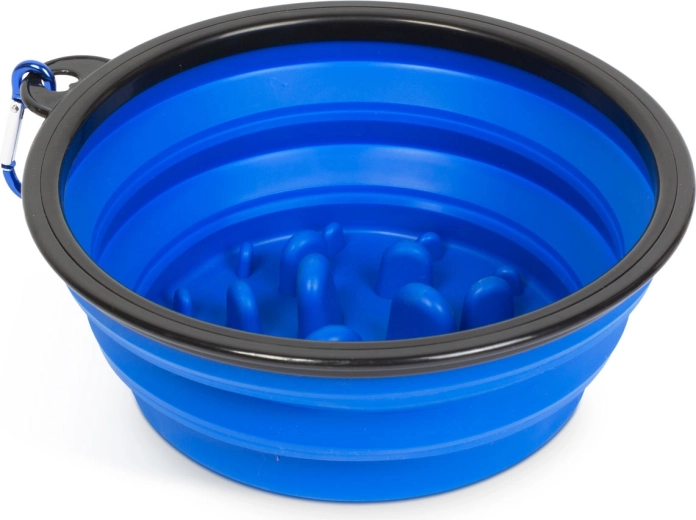 Sammenklappelig anti-slugeskål til hunde, blå, 1000 ml