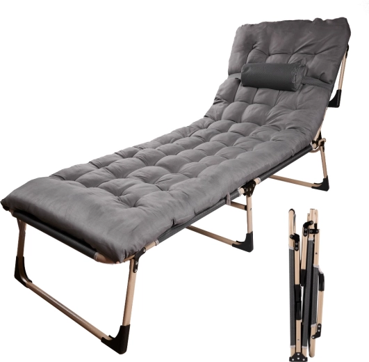 Luaro sammenklappelig camping-feltseng med madras 193 cm lysegrå