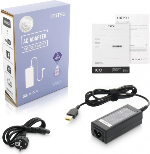 Oplader / strømforsyningsadapter 20 V 2,25 A med rektangulært stik 11,0 × 4,5 mm til LENOVO 45 W