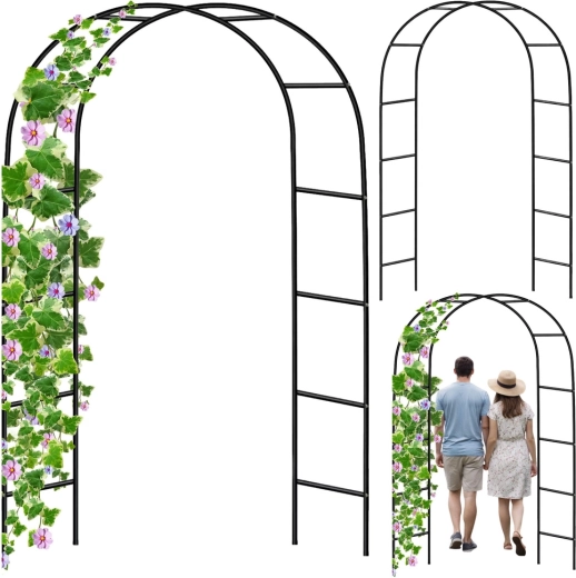 Metal havepergola i bueform til klatreplanter 240 × 140 cm