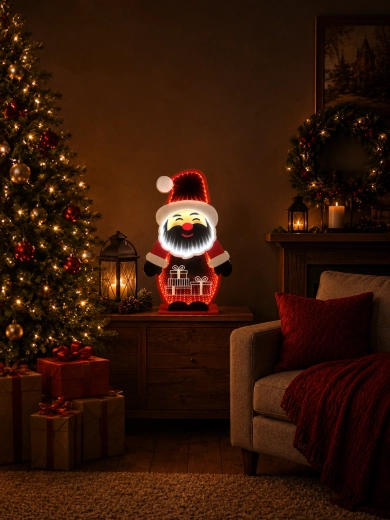 Jule 3D-dekoration Santa Claus med spejlinfinity-effekt LED 21,6 × 8 × 37,3 cm - 1 stk.