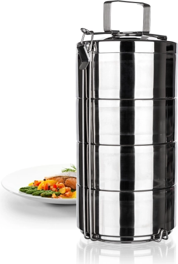 Fire adskilte beholdere til en komplet frokost
