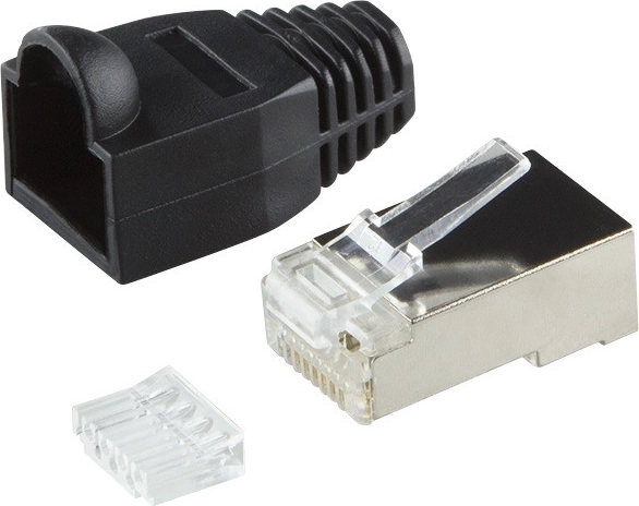 RJ45 CAT.6 stik med beskyttelse, sort
