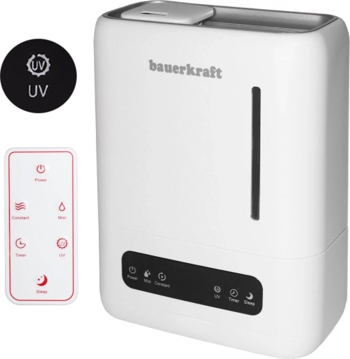 Ultralydsluftfugter Bauerkraft med UV-filter, aromaterapi, timer og fjernbetjening