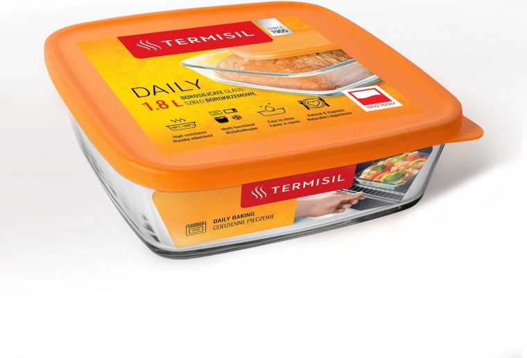 Plastopbevaringsdåse 1,8 l med orange låg