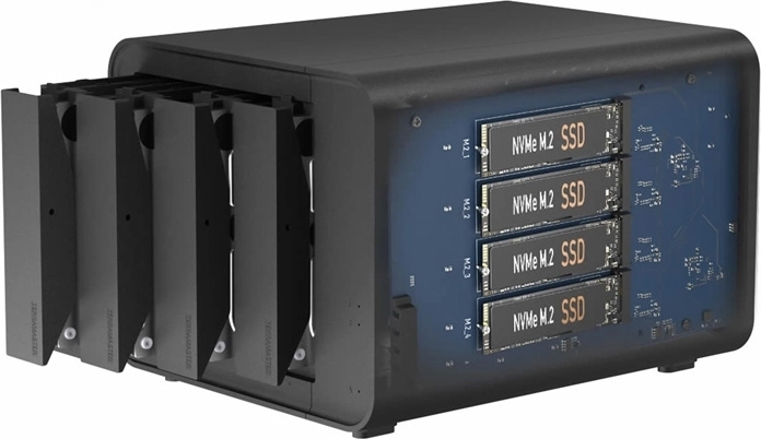TerraMaster D8 Hybrid ekstern disk-kabinet DAS til 8 drev (4× SATA + 4× M.2 NVMe)