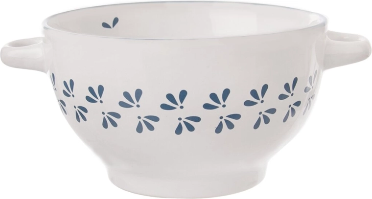 Keramisk suppe skål blå-hvid 14 cm