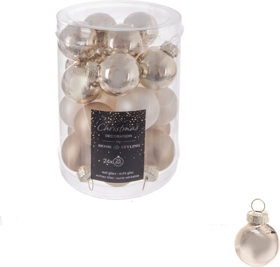 Glasjulekugler i guld 2,5 cm (24 stk.)