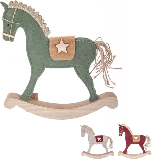 Juledekoration hest i træ og filt 28 × 3 × 30 cm (3 varianter)