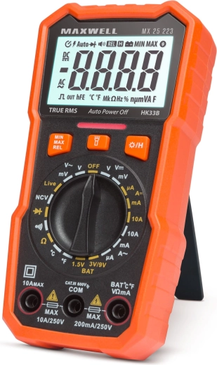 Digitalt multimeter Maxwell med batteritester og temperaturmåling