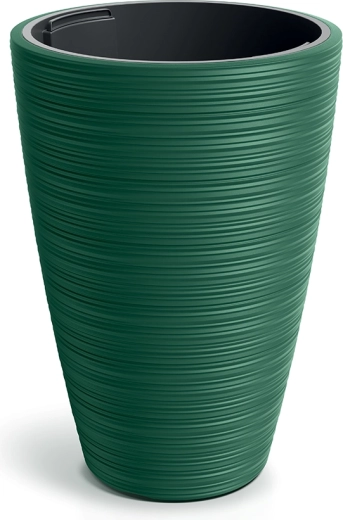 Plastisk blomsterkrukke Venas Round med indsats, mørkegrøn, 30 cm