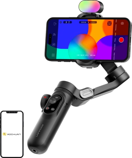 Aochuan Smart X Pro 3-akset mobilstabilisator med RGB-lys, sort