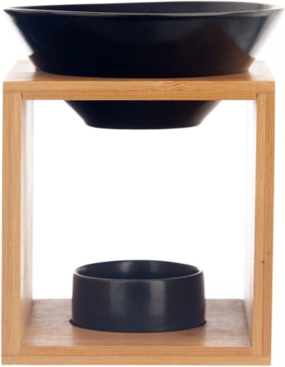 Bambus aromalampe med sort skål 12 × 11 × 14 cm