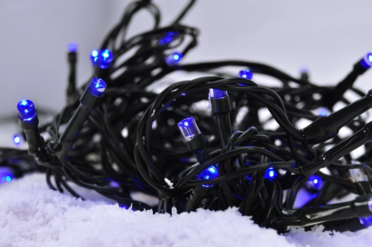 Solight LED-julelyskæde 3 m, 20 LED, blåt lys, grøn ledning
