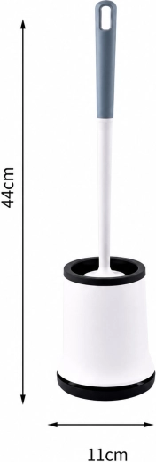 Hvid silikone-WC-børste med holder (stående og væghængt) - 1 stk.