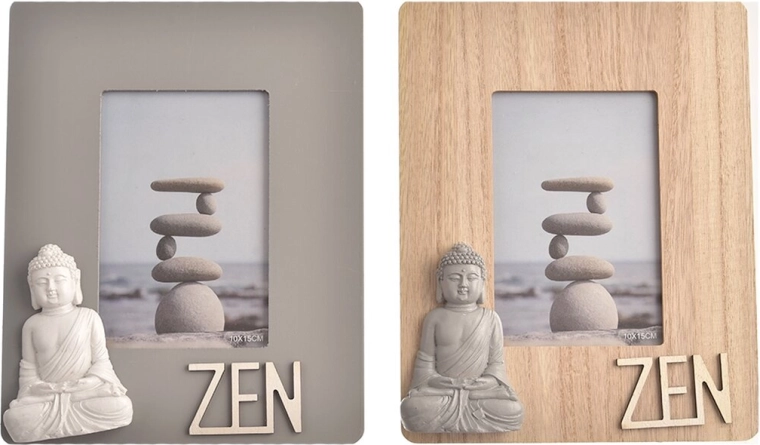 Træfotoramme med Buddha-motiv 20 × 20 cm