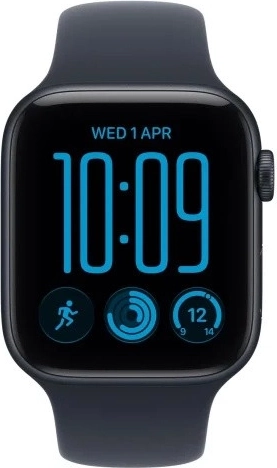 Apple Watch SE 3 GPS 40 mm med aluminiumskabinet i midnatsfarve og mørkeblå sportsrem S/M
