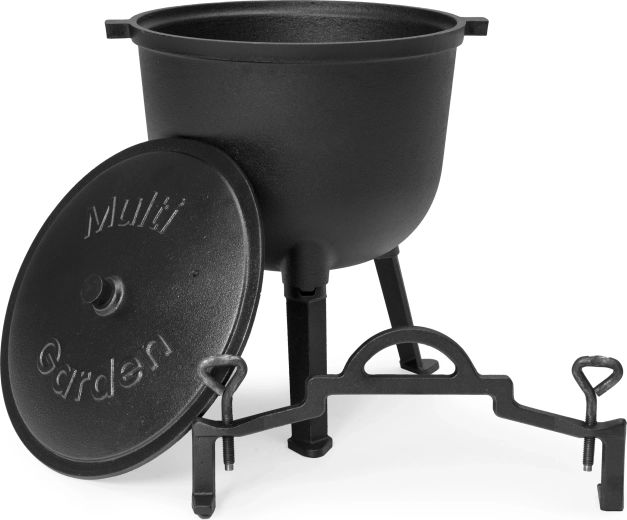 Komplet sæt: gryde, låg og stativ