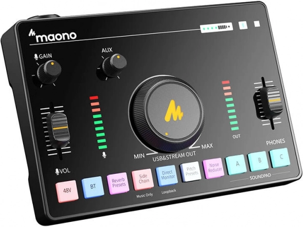 Maono AMC2 Neo lydkort og mixer til streaming og podcast