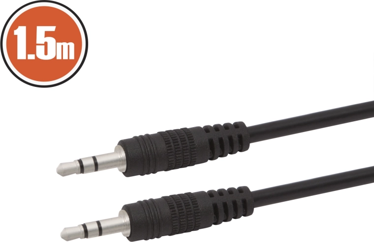 Lydkabel Jack 3,5 mm – Jack 3,5 mm, 1,5 m, sort