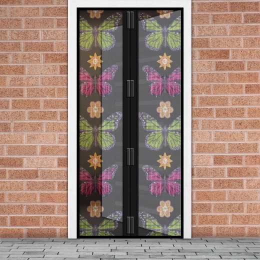 Magnetisk insektnet til døre med motiv af blomster og sommerfugle 100 × 210 cm