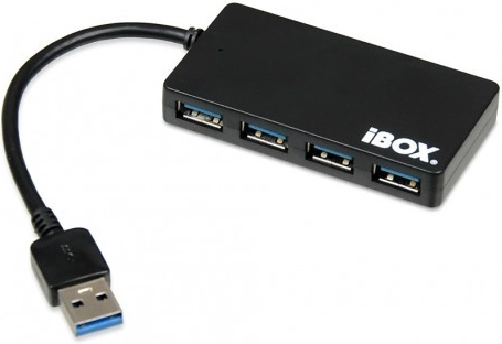 USB-hub 3.0, 4 porte, slank, sort