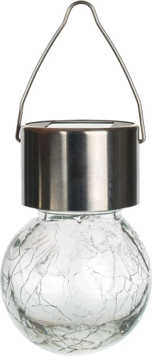 Solcelleophængslampe HANG i rustfrit stål og glas, klar, 1 LED