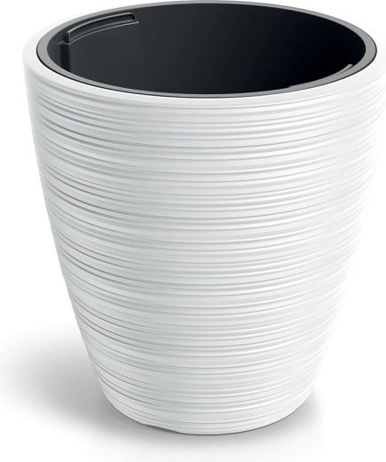 Blomsterpotte Vena round med udtagelig indsats hvid 19,8 cm