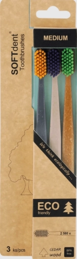 SOFTdent Soft Dent ECO tandbørste medium 3 stk.
