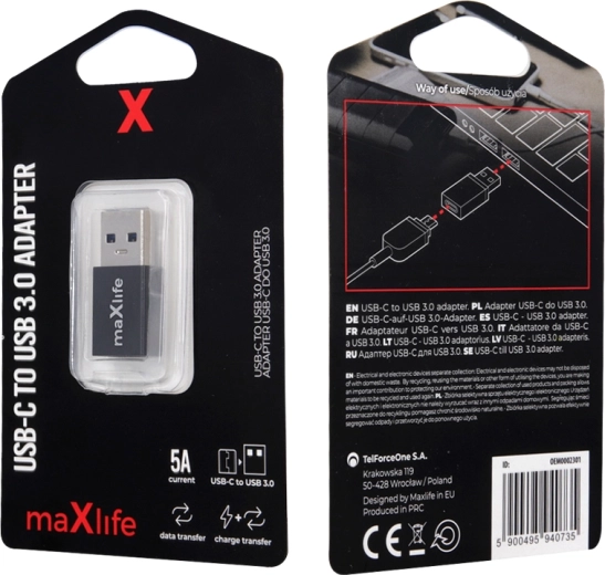 Maxlife adapter USB‑C til USB 3.0