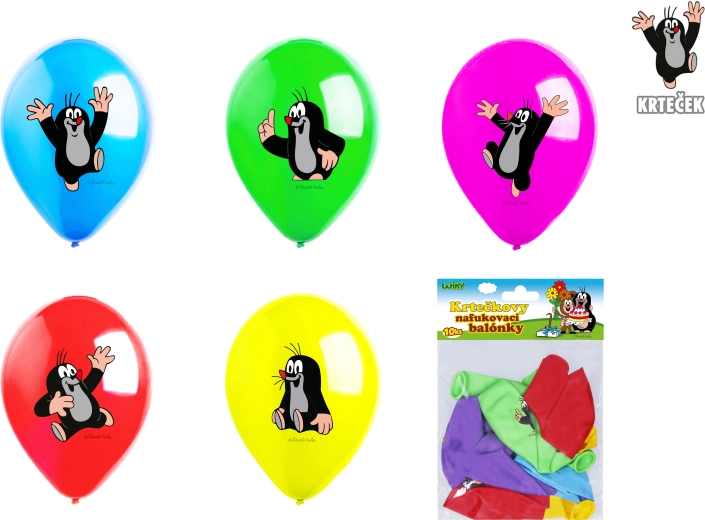 Oppustelige balloner 30 cm muldvarpen – sæt 10 stk., 5 designs
