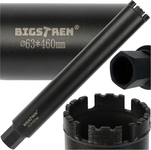 Diamant kernebor 63 × 450 mm BIGSTREN, gevind 1-1/4" UNC til beton og sten