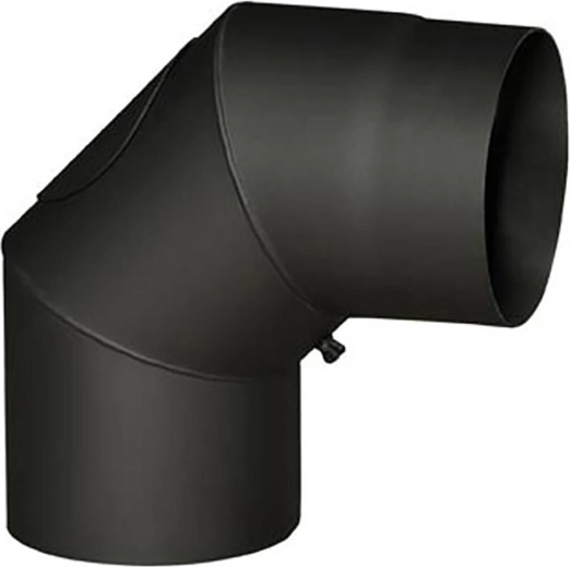 Røgrørsknæ med åbning 160 mm, 90°, tykkelse 1,5 mm, sort
