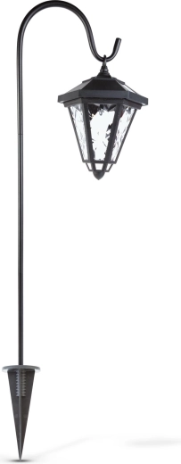 Solar LED-lanterne på spyd, 80 cm, sort med koldt hvidt lys