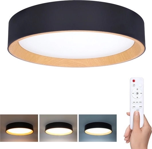 Solight LED-loft- og væglampe Larios Black med fjernbetjening