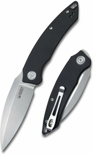 Kubey Leaf foldekniv 7,6 cm, AUS-10, G10 sort - 1 stk.