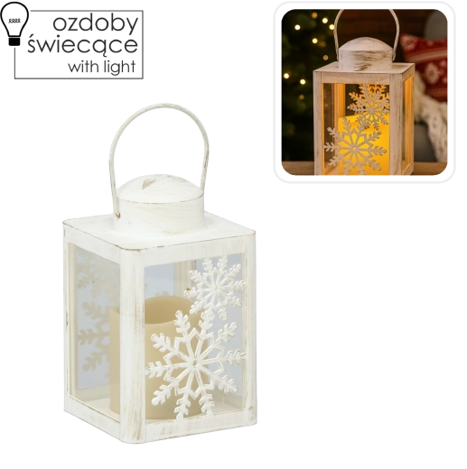 Julelanterne med LED-lys 10 × 10 × 17 cm - 1 stk.