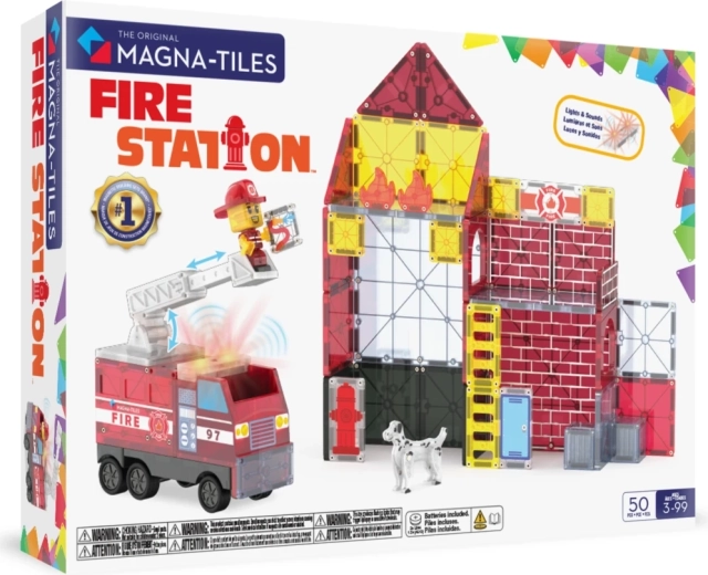 Magna-tiles magnetisk byggesæt – brandstation (50 dele)