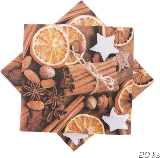 Papirservietter med kanelmotiv 33 × 33 cm, 20 stk.
