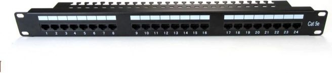 Patchpanel 19" med 24 porte, kat. 5e, sort