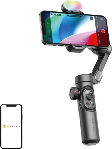 Aochuan Smart XE 3-akset stabilisator til mobil med RGB-lys, sort
