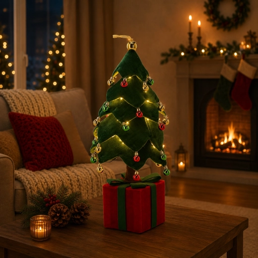 Juledekoration med LED, grønt træ, 70 cm